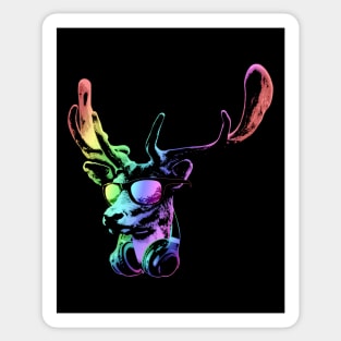 Deer DJ. Cool and Funny Music Animal With Sunglasses And Headphones. Sticker